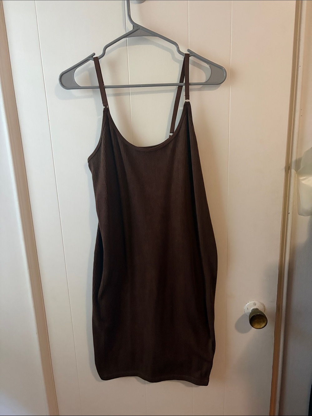 Forever 21 Dark Brown Ribbed Mini Slip Dress